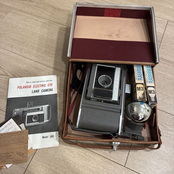Vintage Polaroid Model J66 Electric Eye Land Camera Kit Original Case UNTESTED